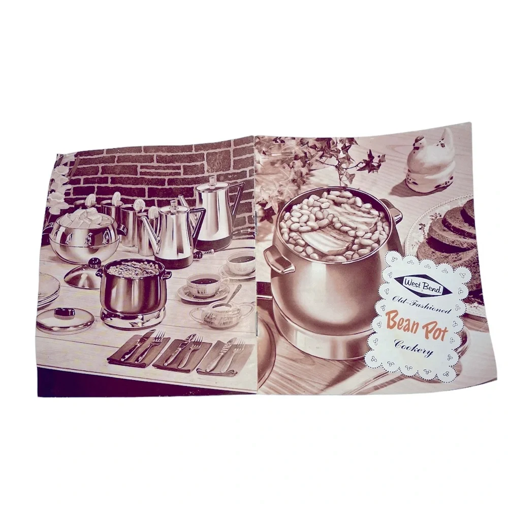 Vintage West Bend 2 QT Ceramic Stoneware Brown Glazed Bean Pot w/Recipe Booklet - Picture 7 of 9